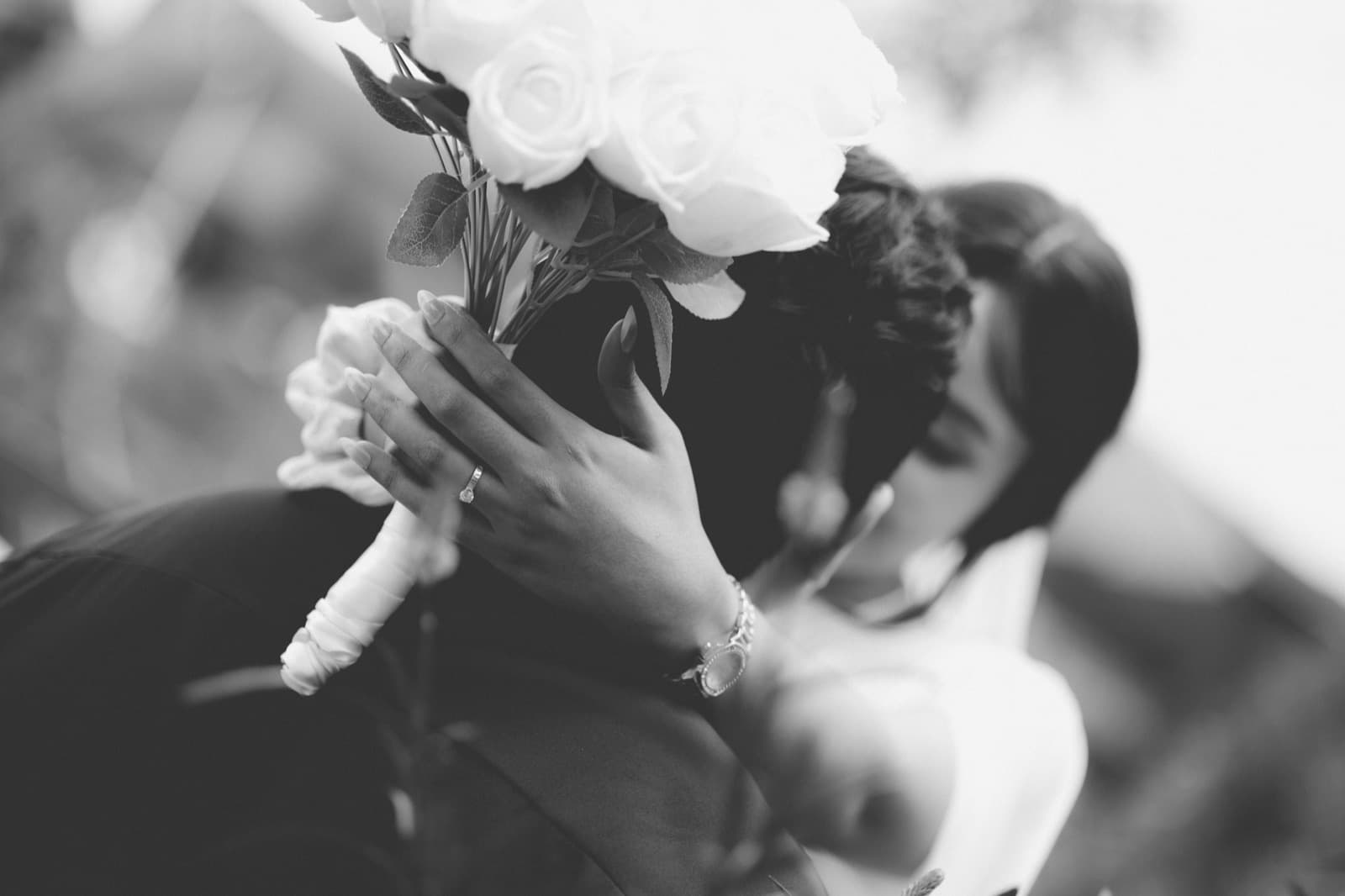 An artistic black-and-white close-up